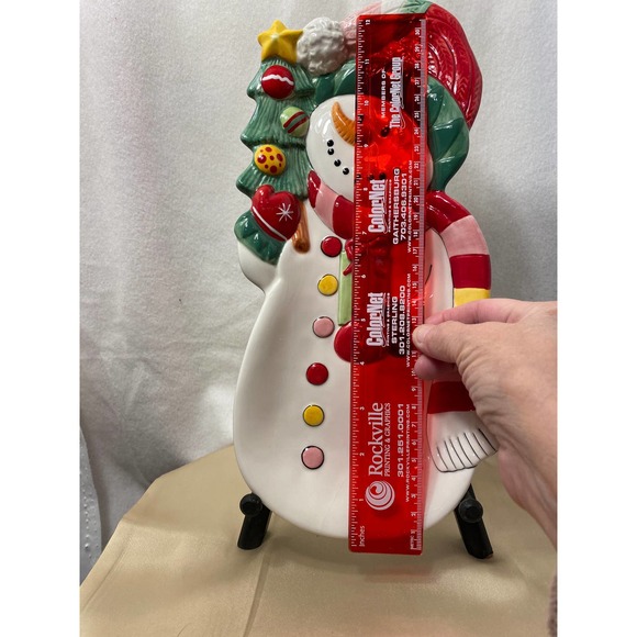 Fitz and Floyd Christmas/Holiday Elongated Tray. "Snowflake and Jake". 2009. - Picture 3 of 12